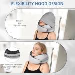 Vzpeun Travel Pillow, Hooded Neck Pillow Airplane for Sleeping, Memory Foam Traveling Pillow for Long Flights, Portable Plane Accessories (Light Gray)