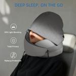 Vzpeun Travel Pillow, Hooded Neck Pillow Airplane for Sleeping, Memory Foam Traveling Pillow for Long Flights, Portable Plane Accessories (Light Gray)