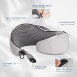 Vzpeun Travel Pillow, Hooded Neck Pillow Airplane for Sleeping, Memory Foam Traveling Pillow for Long Flights, Portable Plane Accessories (Light Gray)