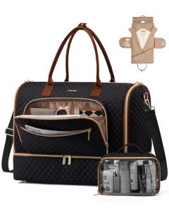 LOVEVOOK Convertible Travel Duffle Bag for Women Men, Garment Bag for Travel, Quilted Overnight Weekender Carry On Duffel Bags for Airplane, Suit Bags for Trip, Business