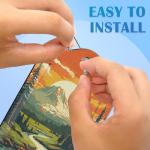 Vintage Mountain 2 Pack Luggage Tag for Suitcase, Cute Unique Leather Bag Tags Identifiers Privacy Cover ID Label with Durable Steel Loop for Women Men Kids Girls Travel