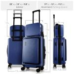 TRAVELARIM 20 Inch Carry On Luggage 22x14x9 Airline Approved, Carry On Suitcase with Wheels, Hard-shell Carry-on Luggage, Durable Luggage Carry-On, Navy Small Suitcase with Cosmetic Case