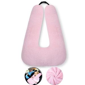 FHSGGP Travel Pillow Cushion for The Back Seat of Car Car Pillow for Kids A Sleeping Artifact Suitable for Long-Distance Travel of Adults and Children Travel Pillow for Kids Pink