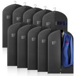 10 Pack 40-inch Garment Bags for Travel, Garment Bags for Hanging Clothes with Zipper and Visible Transparent Window，Black