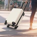 AGVOTK 21.5" Carry-On Luggage, Lightweight Hardside Suitcase with Spinner Wheels,Airline Approved (Beige-Vertical Stripe)