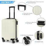 AGVOTK 21.5" Carry-On Luggage, Lightweight Hardside Suitcase with Spinner Wheels,Airline Approved (Beige-Vertical Stripe)
