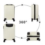 AGVOTK 21.5" Carry-On Luggage, Lightweight Hardside Suitcase with Spinner Wheels,Airline Approved (Beige-Vertical Stripe)