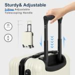 AGVOTK 21.5" Carry-On Luggage, Lightweight Hardside Suitcase with Spinner Wheels,Airline Approved (Beige-Vertical Stripe)