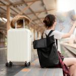 AGVOTK 21.5" Carry-On Luggage, Lightweight Hardside Suitcase with Spinner Wheels,Airline Approved (Beige-Vertical Stripe)