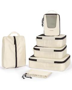 BAGSMART Packing Cubes for Travel, 6 Set Suitcase Organizer Bags Set Packing Cubes for Travel, Lightweight Packing Organizers with Shoe Bag & Luandry Bag