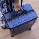 InUSA DEEP Luggage with GEL Handle | Spacious Traveling Suitcases, Travel Suitcase with Dual Spinner Wheels and Studs | 24 Inch Medium Hardside Luggage | Blue