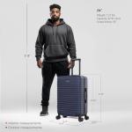 InUSA DEEP Luggage with GEL Handle | Spacious Traveling Suitcases, Travel Suitcase with Dual Spinner Wheels and Studs | 24 Inch Medium Hardside Luggage | Blue