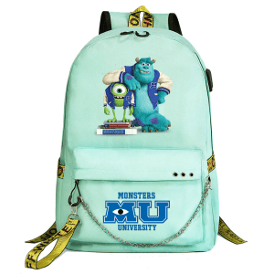 Monsters University Backpack Teenager USB Charging Chain Travel Backpack Student College Bookbag Mochila