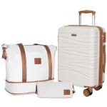 Romswi Expandable 22x14x9 Airline Approved 21" Carry On Luggage Set,Hardside 3PCS Carry On Suitcase Set ABS+PC Suitcase with Duffel Bags, Dual Spinner Wheels TSA Lock White