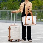 Romswi Expandable 22x14x9 Airline Approved 21" Carry On Luggage Set,Hardside 3PCS Carry On Suitcase Set ABS+PC Suitcase with Duffel Bags, Dual Spinner Wheels TSA Lock White