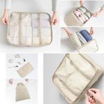 LANSKLBD 6 Set Packing Cubes for Travel, Luggage Organizers with Shoe & Toiletry Bags, Lightweight Suitcase Organizer for Carry-On, Washable Laundry Bags (Beige)