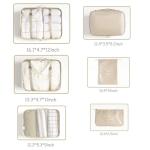 LANSKLBD 6 Set Packing Cubes for Travel, Luggage Organizers with Shoe & Toiletry Bags, Lightweight Suitcase Organizer for Carry-On, Washable Laundry Bags (Beige)