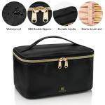 OCHEAL Makeup Bag, Portable Cosmetic Bag, Large Capacity Travel Makeup Case Organizer, Black For Women Toiletry Bag for Girls Traveling With Handle and Divider