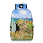 Oil Painting Water Lilies / Tears / Starry Night Backpack Claude Monet Gustav Klimt Van Gogh School Bags travel Laptop Backpacks