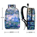 Oil Painting Water Lilies / Tears / Starry Night Backpack Claude Monet Gustav Klimt Van Gogh School Bags travel Laptop Backpacks