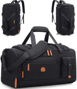 Gym Bag for Men and Women with Shoe & Laptop Compartment, 3-in-1 Sports Travel Duffel Bag Anti-Theft Weekender Carry-On Backpack for Airplane & Workout, Overnight Travel Bag,35L (Black, Medium)