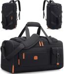 Gym Bag for Men and Women with Shoe & Laptop Compartment, 3-in-1 Sports Travel Duffel Bag Anti-Theft Weekender Carry-On Backpack for Airplane & Workout, Overnight Travel Bag,35L (Black, Medium)