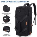 Gym Bag for Men and Women with Shoe & Laptop Compartment, 3-in-1 Sports Travel Duffel Bag Anti-Theft Weekender Carry-On Backpack for Airplane & Workout, Overnight Travel Bag,35L (Black, Medium)