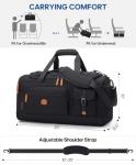 Gym Bag for Men and Women with Shoe & Laptop Compartment, 3-in-1 Sports Travel Duffel Bag Anti-Theft Weekender Carry-On Backpack for Airplane & Workout, Overnight Travel Bag,35L (Black, Medium)