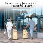 RAINRO & CO Obsidian Black 20" Ride-On Carry-On Luggage for Kids & Adults with Built-In Seat, Spinner Wheels, and Secure TSA Lock – Durable Hardside Carry-On