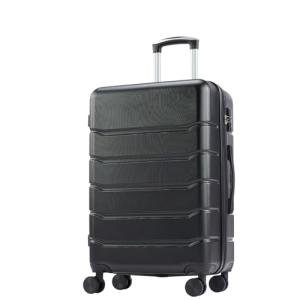 OLIXIS 24 Inch Luggage, Hardside Suitcase with Spinner Wheels, Lightweight ABS Hard Shell Checked Luggage, TSA Approved Lock, Expandable Medium Suitcase for Travel & Business–Black