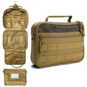 SMONT Toiletry Bag for Men Travel Toiletry Organizer Dopp Kit Travel Organizer Toiletries Tactical Bag Shaving Hygiene Bag Bathroom Hanging Men's Toiletry Bag for Short Trips Brown