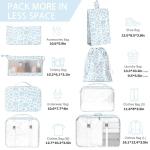8 Set Packing Cubes for Travel, Luggage Packing Organizers Accessories Large Toiletries Bag for Clothes Shoes Cosmetics (Blue Flower)