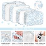 8 Set Packing Cubes for Travel, Luggage Packing Organizers Accessories Large Toiletries Bag for Clothes Shoes Cosmetics (Blue Flower)