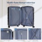 OLIXIS 24 Inch Luggage, Hardside Suitcase with Spinner Wheels, Lightweight ABS Hard Shell Checked Luggage, TSA Approved Lock, Expandable Medium Suitcase for Travel & Business–Black