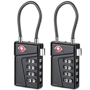 Diyife TSA Locks for Luggage, [2 Pack] TSA Approved Luggage Locks with TSA-008, Open Alert Indicator, 4 Digit Combination TSA Travel Lock with Zinc Alloy Body Lock for Suitcase, Bag, Backpack, Black