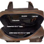 Masa Kawa Leather Backpack for Men Vintage 15.6 Inch Laptop Bag Multi Pockets Casual Travel Daypack Brown