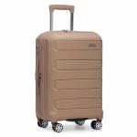 Traveler's Choice Pagosa Indestructible Hardshell Expandable Spinner Luggage, Latte Beige, 22-Inch Carry-on