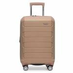 Traveler's Choice Pagosa Indestructible Hardshell Expandable Spinner Luggage, Latte Beige, 22-Inch Carry-on