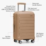 Traveler's Choice Pagosa Indestructible Hardshell Expandable Spinner Luggage, Latte Beige, 22-Inch Carry-on
