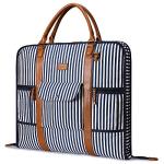 S-ZONE Carry On Garment Bag for Business Travel Canvas Leather Men Women Suit Cover, Blue Stripe-l, L, Einzigartiges