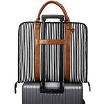 S-ZONE Carry On Garment Bag for Business Travel Canvas Leather Men Women Suit Cover, Blue Stripe-l, L, Einzigartiges