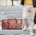 21 Inch Vintage Leather Duffel Travel Gym Sports Overnight Weekend Duffle Bags for men and women