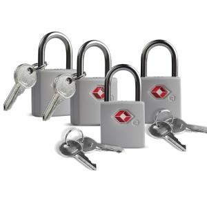 UP Security Luggage Locks TSA Approved 4 Pack, TSA Locks for Luggage International Travel Essentials, Small Padlock with Key, Keyed Alike Mini Padlock for Suitcase, Backpack, Bag, Zipper, Case, Box