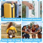 MuRealy 12 Pcs Volleyball Luggage Tags, 2.56in Volleyball Keychain, PVC Name Id and DIY Pocket Hug Card, Volleyball Accessories for Men Women Travel Bag Suitcase