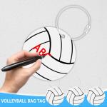 MuRealy 12 Pcs Volleyball Luggage Tags, 2.56in Volleyball Keychain, PVC Name Id and DIY Pocket Hug Card, Volleyball Accessories for Men Women Travel Bag Suitcase