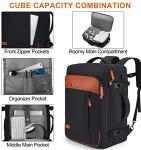 Lumesner Carry on Travel Backpacks, Extra Large 40L Flight Approved for Men & Women,Expandable Suitcase backpack (Black (Backpack With 4 Packing Cubes))