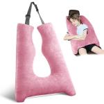 FAIORD Car Pillow for Kids, Travel Pillow with Adjustable Strap, U-Shaped Pillow for Adults and Children to Support Head and Body Road Trip Essentials (Pink)