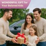 FAIORD Car Pillow for Kids, Travel Pillow with Adjustable Strap, U-Shaped Pillow for Adults and Children to Support Head and Body Road Trip Essentials (Pink)