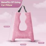 FAIORD Car Pillow for Kids, Travel Pillow with Adjustable Strap, U-Shaped Pillow for Adults and Children to Support Head and Body Road Trip Essentials (Pink)