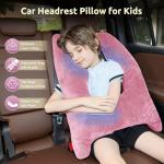 FAIORD Car Pillow for Kids, Travel Pillow with Adjustable Strap, U-Shaped Pillow for Adults and Children to Support Head and Body Road Trip Essentials (Pink)